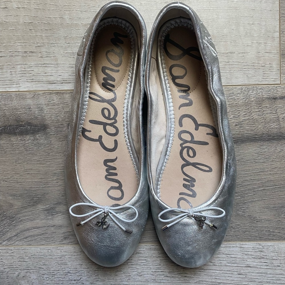 Sam Edelman Felicia Silver Ballet Flats Sz 7
